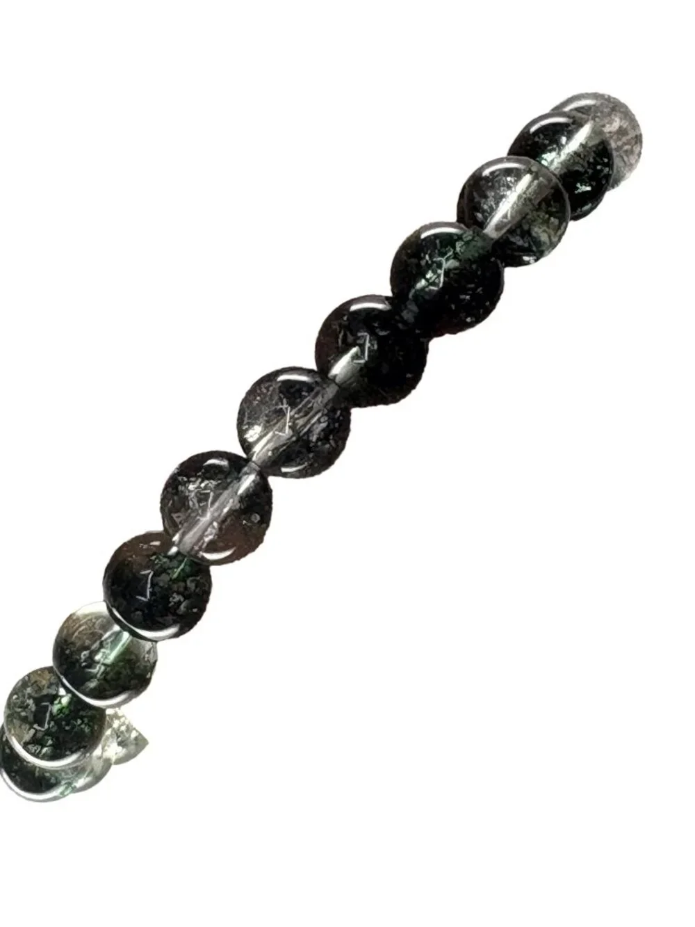 8mm Natural Green Phantom Ghost Quartz Bracelet Wealth Heart Chakra Healing Gift